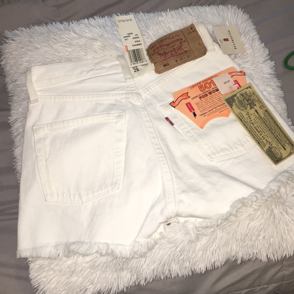 Vintage Distressed White Levi Denim Shorts